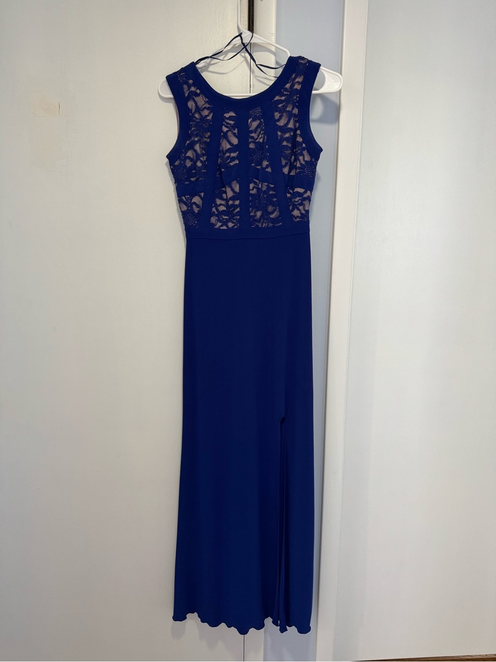 Morgan & Co. Royal Blue Lace Bodice Maxi Dress